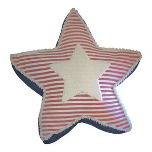 Star-Shaped Striped Accent Pillow in Pink and White